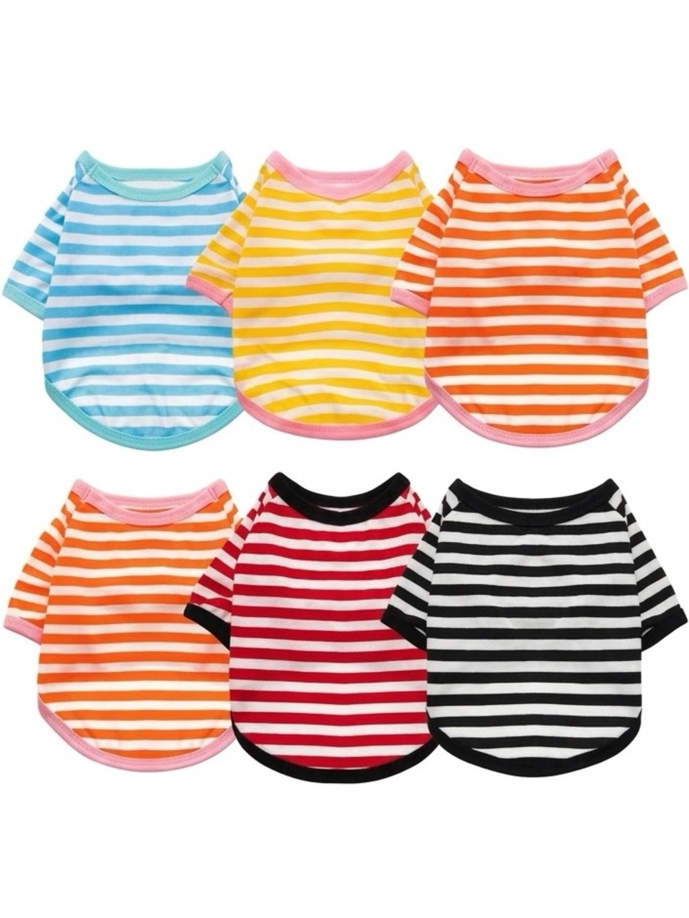 Striped XXL set of 6 hoodies for dogs - Blue, Yellow, 2 Orange, Red, Black